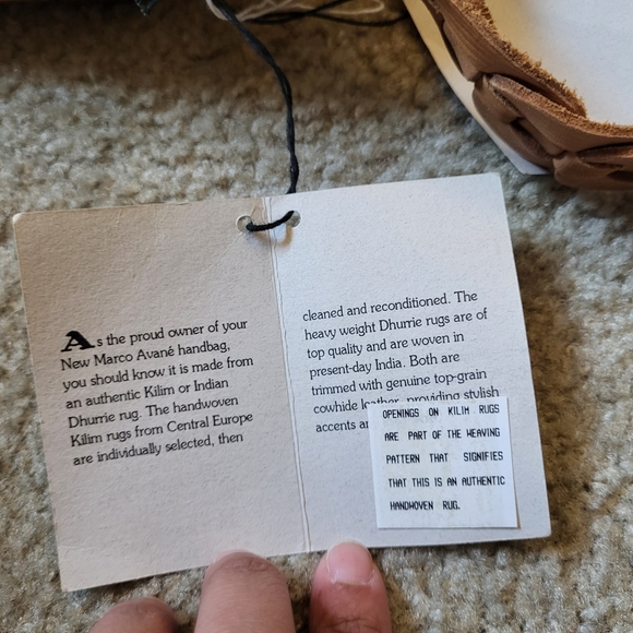 NWT kilim hand woven rug bag genuine vegetable leather made in USA - Picture 12 of 13